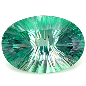 84.68캐럿 천연 멀티컬러 플루오라이트, 타원형 컷, 34.7×24.1 mm, IF