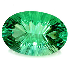 76.90캐럿 천연 일렉트릭 그린 플루오라이트, 타원형 컷, 32.7×22.1 mm, IF