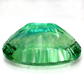 76.90캐럿 천연 일렉트릭 그린 플루오라이트, 타원형 컷, 32.7×22.1 mm, IF