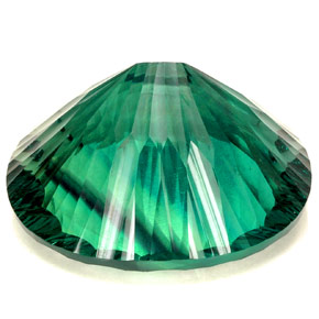 102.90캐럿 천연 일렉트릭 푸르스름한 그린 플루오라이트, 타원형 컷, 32.5×28.6 mm, IF