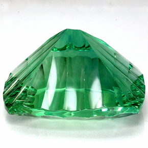 93.56캐럿 천연 일렉트릭 푸르스름한 그린 플루오라이트, 쿠션 컷, 30.2×26.2 mm, IF