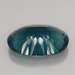 76.61캐럿 천연 일렉트릭 녹청색 플루오라이트, 타원형 컷, 32.5×25 mm, VVS