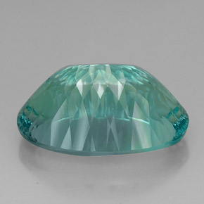 67.26캐럿 천연 일렉트릭 푸르스름한 그린 플루오라이트, 타원형 컷, 31.4×20.3 mm, VVS