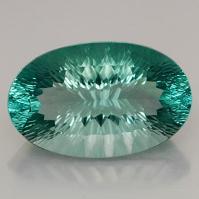 70.27캐럿 천연 멀티컬러 플루오라이트, 타원형 컷, 32.9×20.8 mm, VVS