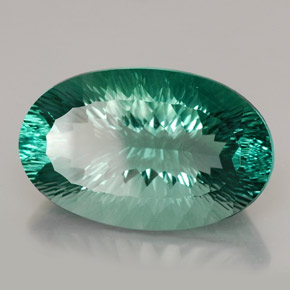 70.27캐럿 천연 멀티컬러 플루오라이트, 타원형 컷, 32.9×20.8 mm, VVS