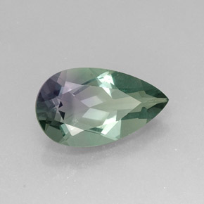 15.61캐럿 천연 멀티컬러 플루오라이트, 배 모양, 21.6×12.7 mm, VVS