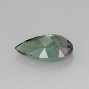 15.61캐럿 천연 멀티컬러 플루오라이트, 배 모양, 21.6×12.7 mm, VVS