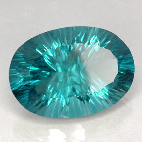 47.22캐럿 천연 일렉트릭 녹청색 플루오라이트, 타원형 컷, 27.5×19.5 mm, VVS