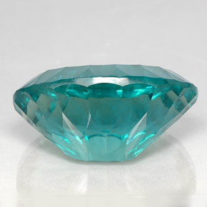 47.22캐럿 천연 일렉트릭 녹청색 플루오라이트, 타원형 컷, 27.5×19.5 mm, VVS