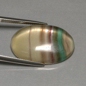 35.91캐럿 천연 멀티컬러 플루오라이트, 투명한, 27.1×17.4 mm, 투명/반투명