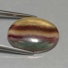 31.62캐럿 천연 멀티컬러 플루오라이트, 투명한, 25.1×18.7 mm, 투명/반투명