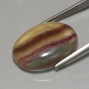 31.62캐럿 천연 멀티컬러 플루오라이트, 투명한, 25.1×18.7 mm, 투명/반투명