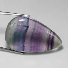 59.58캐럿 천연 멀티컬러 플루오라이트, 배 모양, 39.3×24.5 mm, 투명한