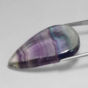 59.58캐럿 천연 멀티컬러 플루오라이트, 배 모양, 39.3×24.5 mm, 투명한