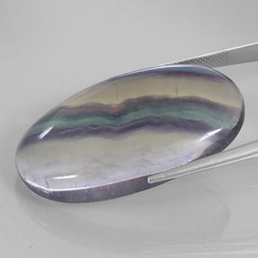 63.19캐럿 천연 멀티컬러 플루오라이트, 타원형 컷, 38.4×21.9 mm, 투명한