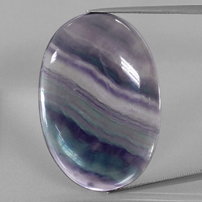 48.25캐럿 천연 멀티컬러 플루오라이트, 타원형 컷, 33.2×23.2 mm, 투명한