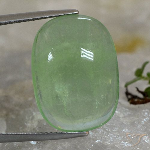 19.97ct 자연스러운 흙빛 녹색 형석, 방석, 투명한