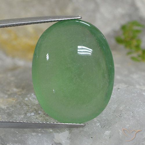 46.27캐럿 천연 흙빛 녹색 형석, 타원형 컷, 투명한