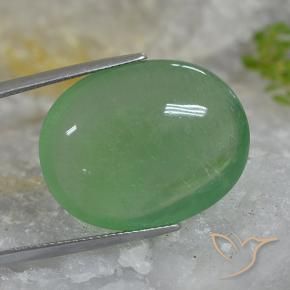 46.27캐럿 천연 흙빛 녹색 형석, 타원형 컷, 투명한