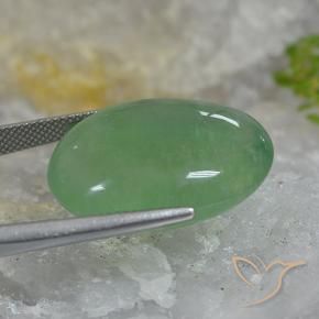 46.27캐럿 천연 흙빛 녹색 형석, 타원형 컷, 투명한