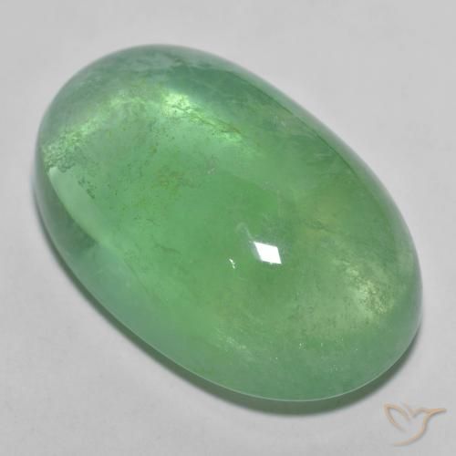 26.04ct 자연스러운 따뜻한 녹색 형석, 타원형, 투명한