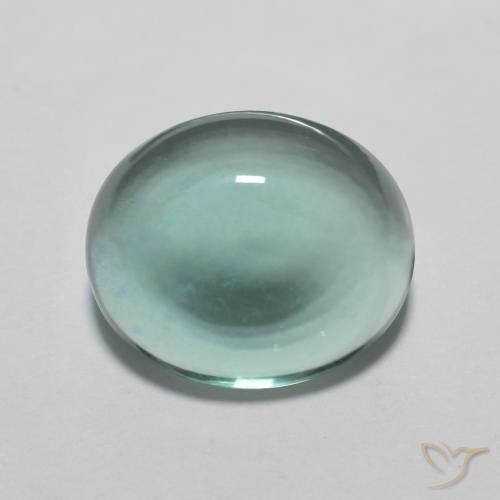 8.25ct 자연스러운 매우 밝은 청록색 형석, 타원형, 투명한
