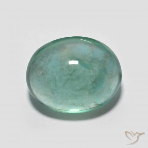 7.08ct 자연스러운 하늘색 녹색 형석, 타원형, 투명한
