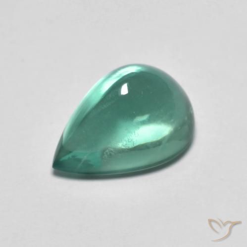 4.64ct 자연스러운 청록색 형석, 배 모양, 투명한