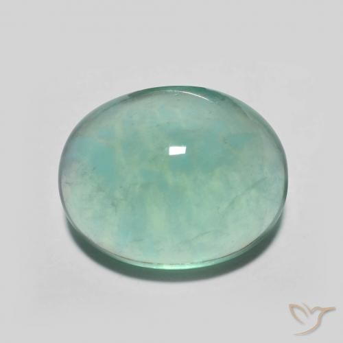 7.27ct 자연스러운 블루 그린 형석, 타원형, 투명한