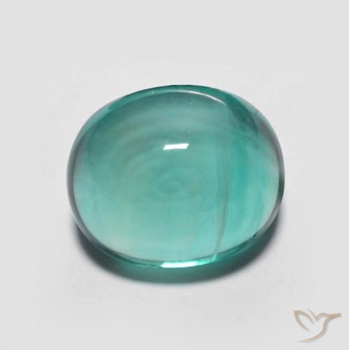 5.31ct 자연스러운 초록빛이 도는 파란색 형석, 타원형, 투명한