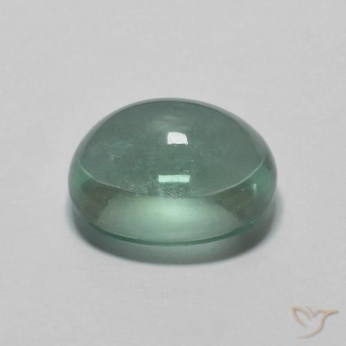 3.14캐럿 천연 청록색 형석, 타원형, 투명한