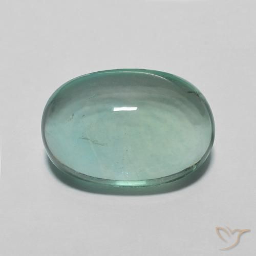5.09ct 자연스러운 청록색 형석, 타원형, 투명한