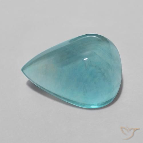 4.61ct 자연스러운 강렬한 청록색 형석, 배 모양, 투명한