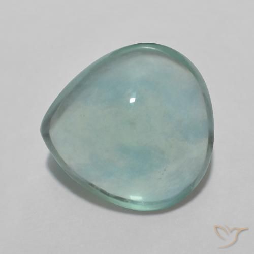 4.84ct 자연스러운 청록색 형석, 배 모양, 투명한