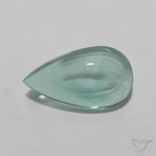4.78ct 자연스러운 하늘색 녹색 형석, 배 모양, 투명한