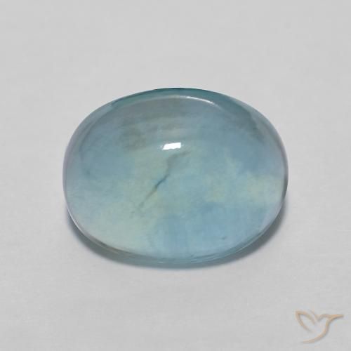 3.29ct 자연스러운 하늘색 녹색 형석, 타원형, 투명한