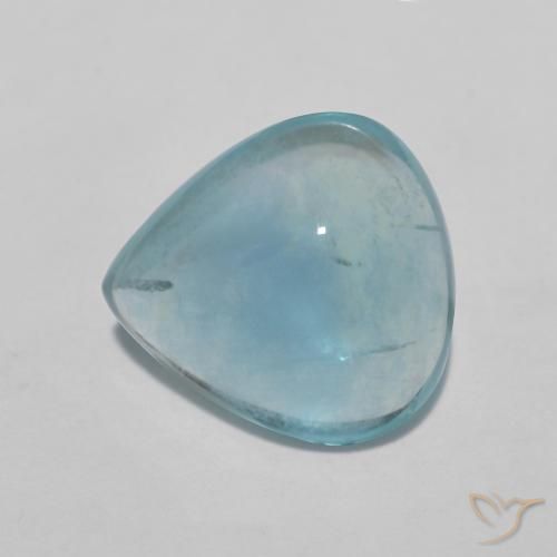 3.85ct 자연스러운 블루 그린 형석, 배 모양, 투명한