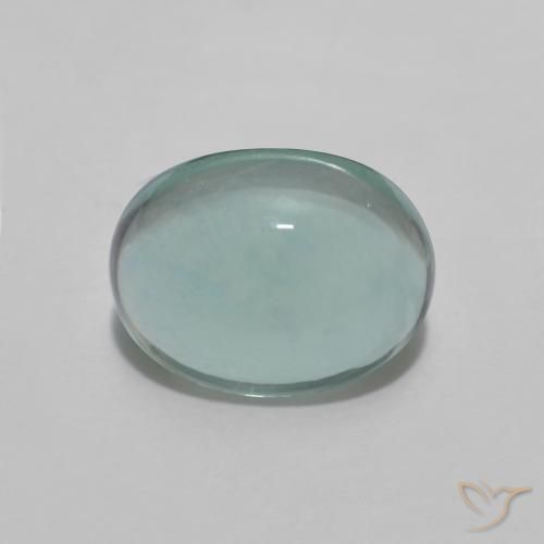 3.64ct 자연스러운 매우 밝은 청록색 형석, 타원형, 불투명체