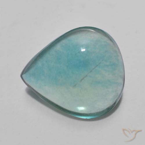 7.89ct 자연스러운 블루 그린 형석, 배 모양, 투명한