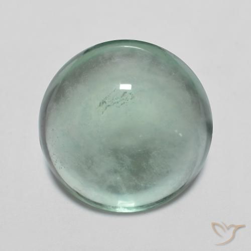 6.16ct 자연스러운 블루 그린 형석, 둥근, 투명한