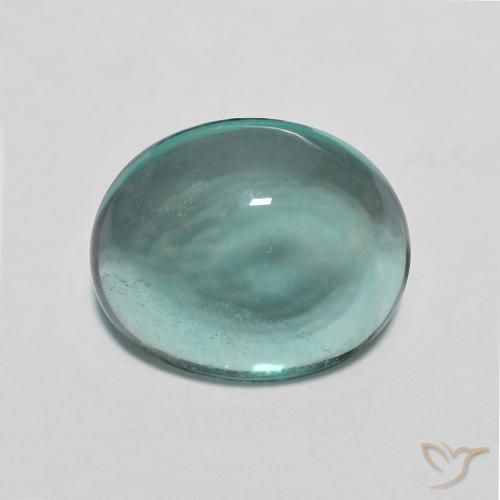 2.76ct 자연스러운 초록빛이 도는 파란색 형석, 타원형, 투명한