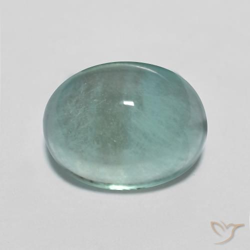 4.16ct 자연스러운 매우 밝은 청록색 형석, 타원형, 투명한