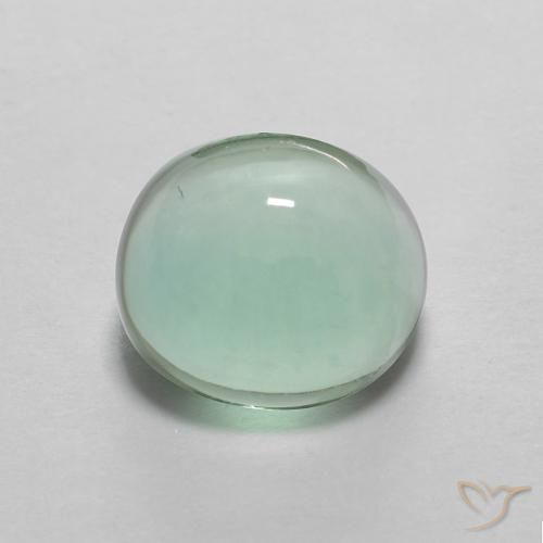 2.96ct 자연스러운 하늘색 녹색 형석, 타원형, 투명한