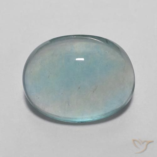 3.98ct 자연스러운 매우 밝은 청록색 형석, 타원형, 투명한