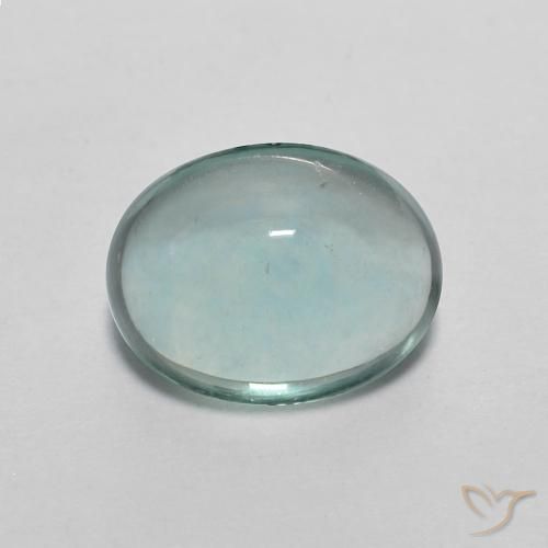 2.29ct 자연스러운 매우 밝은 청록색 형석, 타원형, 투명한