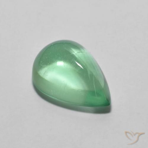 3.79ct 자연스러운 연한 초록색 형석, 배 모양, 투명한