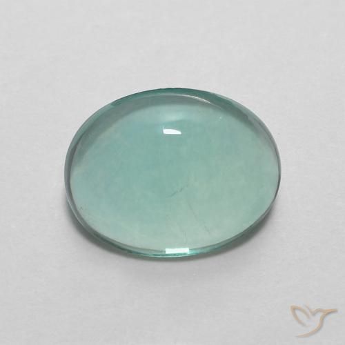 2.93ct 자연스러운 하늘색 녹색 형석, 타원형, 투명한