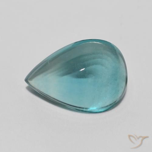 2.97ct 자연스러운 Medium Dark Blue-Green 형석, 배 모양, 투명한