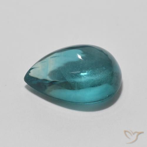 2.97캐럿 천연 Medium Dark Blue-Green 형석, 배 모양, 투명한