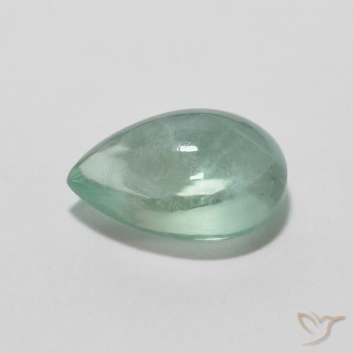 2.40캐럿 천연 Gray Forest Green 형석, 배 모양, 투명한